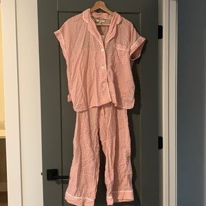 Madewell women’s size small pink and white gingham cotton pajamas